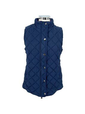 Market & Spruce Diamond Quilted Sleeveless Vest Navy Blue Size Small NWT